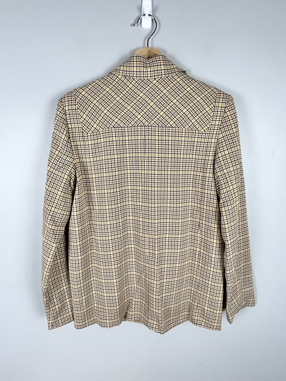 FRNCH Checked Blazer Yellow‎ & Tan Size Small Office Business Career Modern - Picture 5 of 6